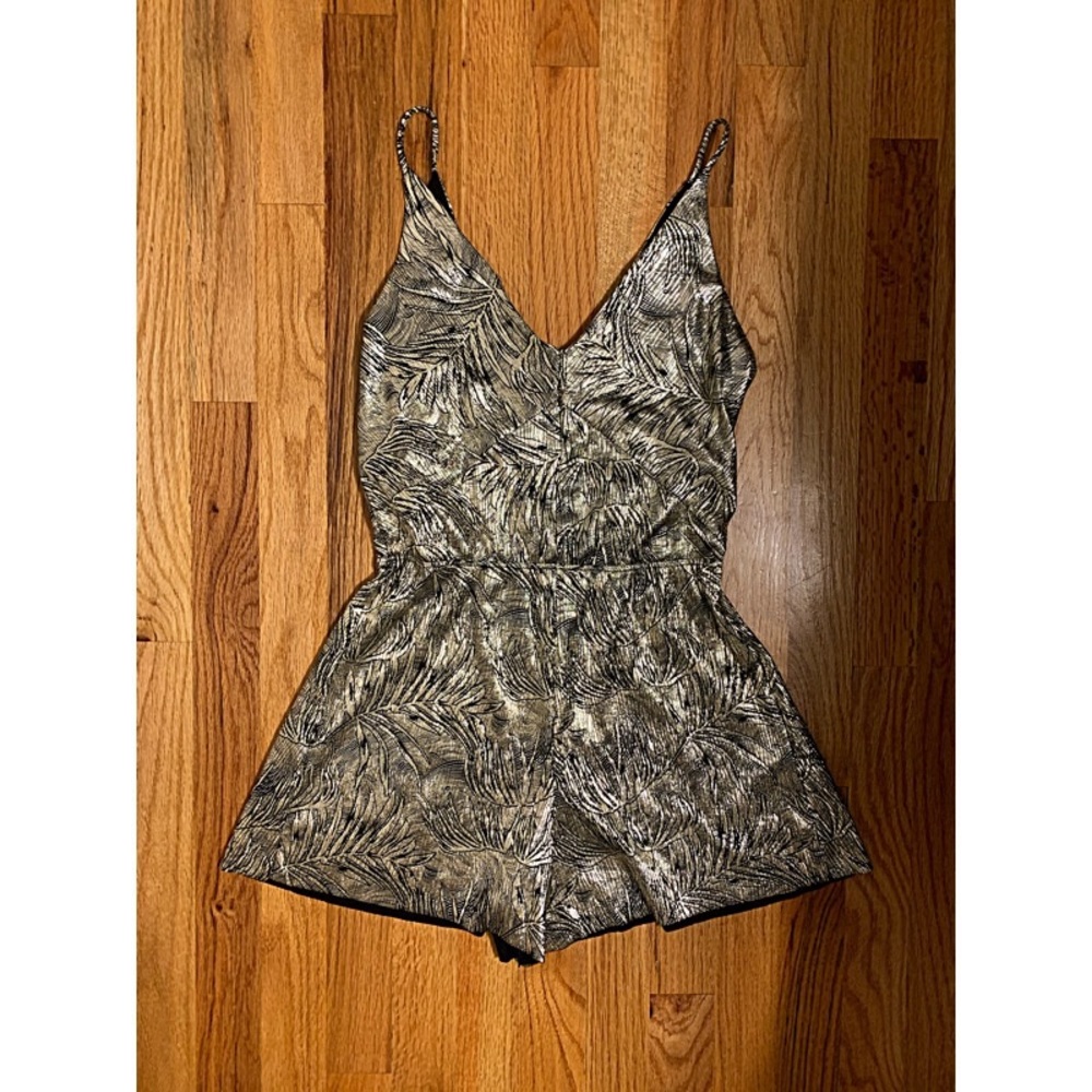 SOLD! Metallic gold Leaf Romper Jumpsuit. 2P